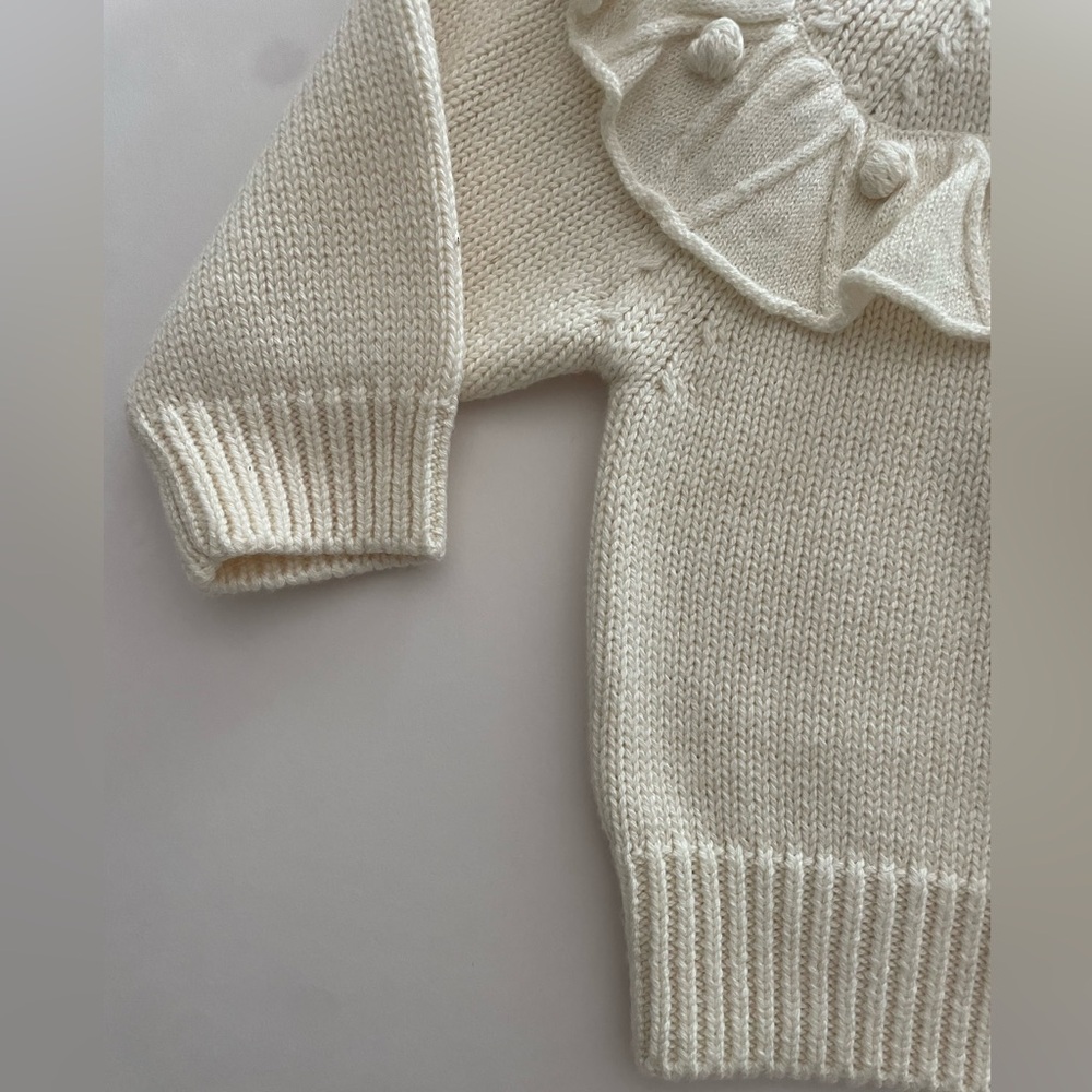 Ecru Knitted Ruffle Cardigan - Picture 7 of 9